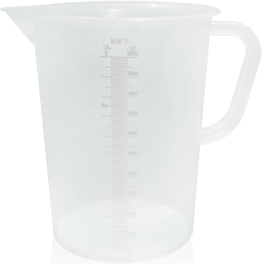 Appletofu Plastic Graduated Measuring and Mixing Pitcher - 2000ml Plastic Graduated Measuring Pitcher - Large Cylinder Graduated Measuring Container with Handle and Pour Spout - 2 Liter