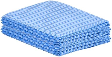Superio Handy Wipes for Kitchen - Blue Reusable Multi-Purpose Heavy-Duty Cleaning Cloth for House, Bathroom, and Office. Disposable Dish Towel (10)