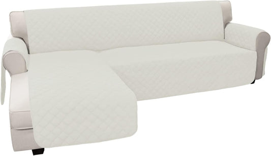 Easy-Going Sofa Slipcover L Shape Sofa Cover Sectional Couch Cover Chaise Cover Reversible Furniture Protector Cover for Pets Kids Children Dog Cat (Small, Ivory/Ivory)