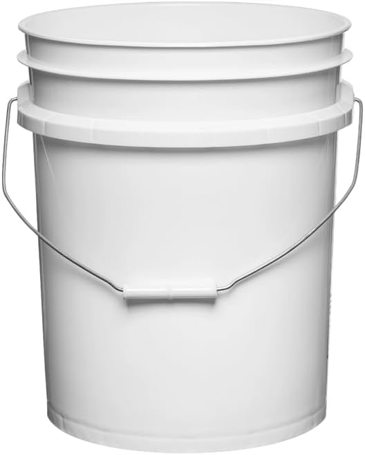House Naturals 5 Gallon Premium HPDE Plastic Bucket - Made in USA Food Grade Storage Container, BPA Free All Purpose Pail (5, White)
