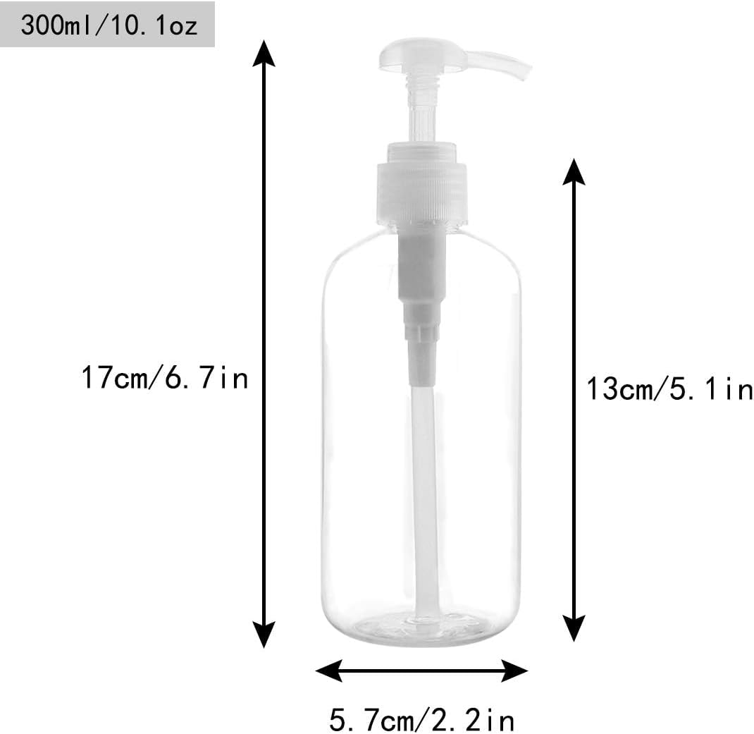 Yebeauty Soap Dispenser, 3 Pack 10oz/300ml Empty Refillable Pump Bottle Modern Liquid Plastic Shampoo and Conditioner Bottles Large Body Wash Dispenser for Shower, Clear