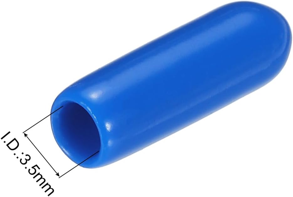 uxcell 20pcs Rubber End Caps 3.5mm ID Vinyl PVC Round Tube Bolt Cap Cover Screw Thread Protectors Blue