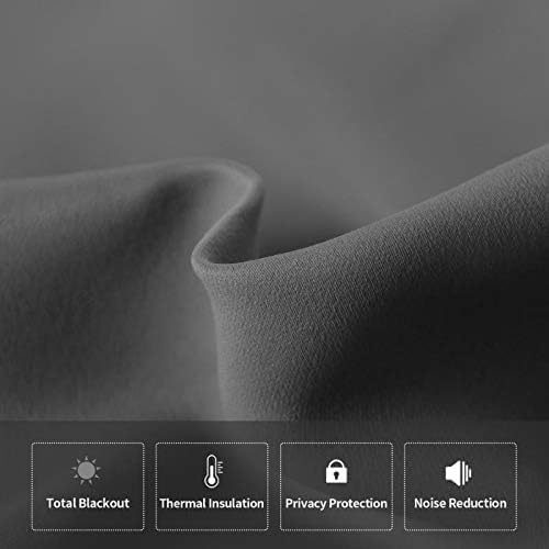 DWCN French Door Curtains – Rod Pocket Thermal Blackout Curtain for Window/Patio Doors/Doorways/Classroom/Kitchen for Privacy, 54W by 80L Inches, 1 Panel with Tieback, Dark Grey