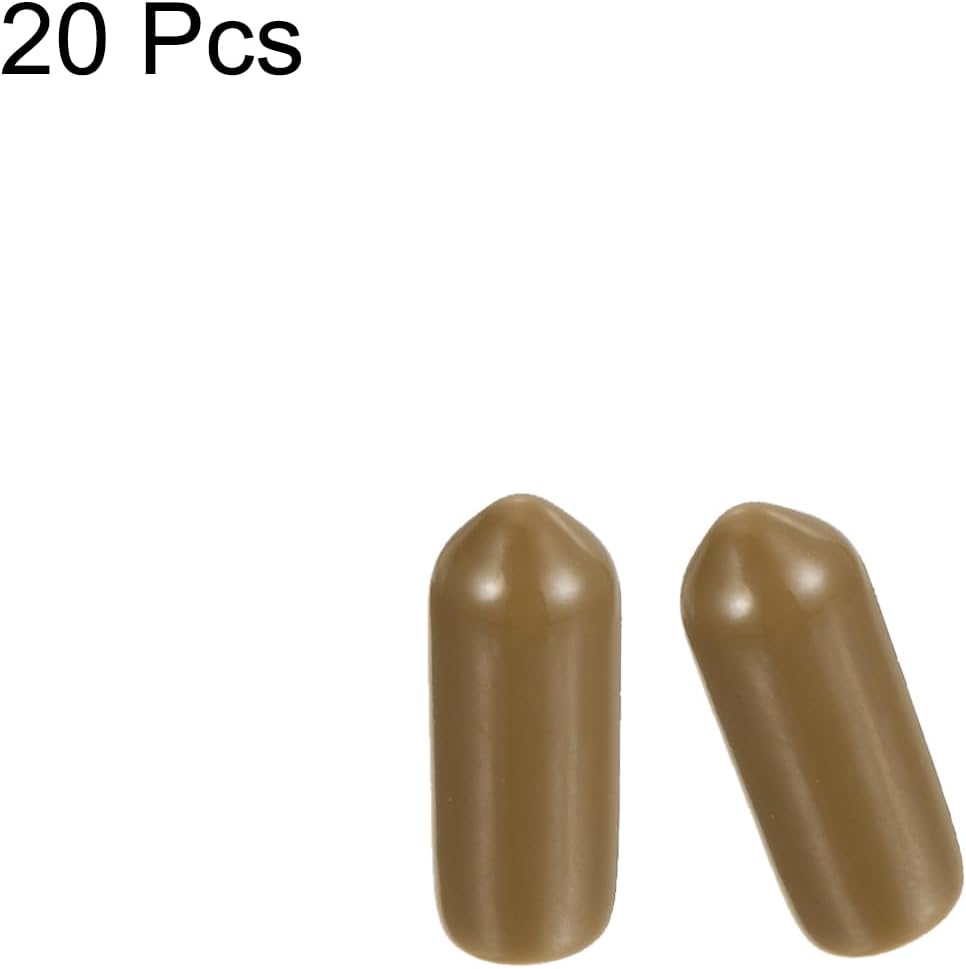 uxcell 20pcs Rubber End Caps 5.5mm ID Vinyl PVC Round Tube Bolt Cap Cover Screw Thread Protectors Light Brown
