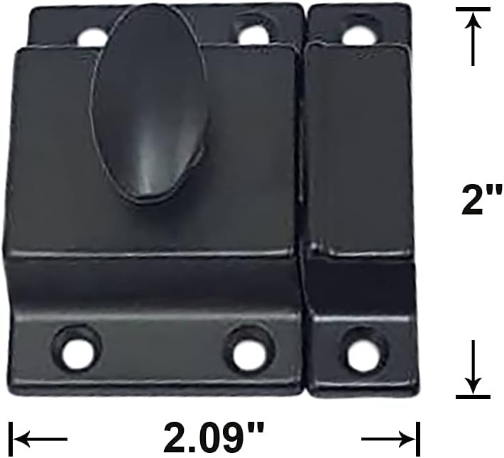 QCAA Traditional Large Oval Turn Cabinet Latch, Solid Brass, 2", for Cupboard & Other Furniture, Matte Black, 2 Pack, Made in Taiwan