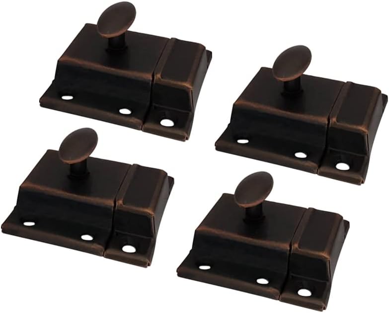 QCAA Oval Turn Cabinet Latch, for Cupboard & Other Furniture, Small, Antique Copper, Made in Taiwan, 4 Pack