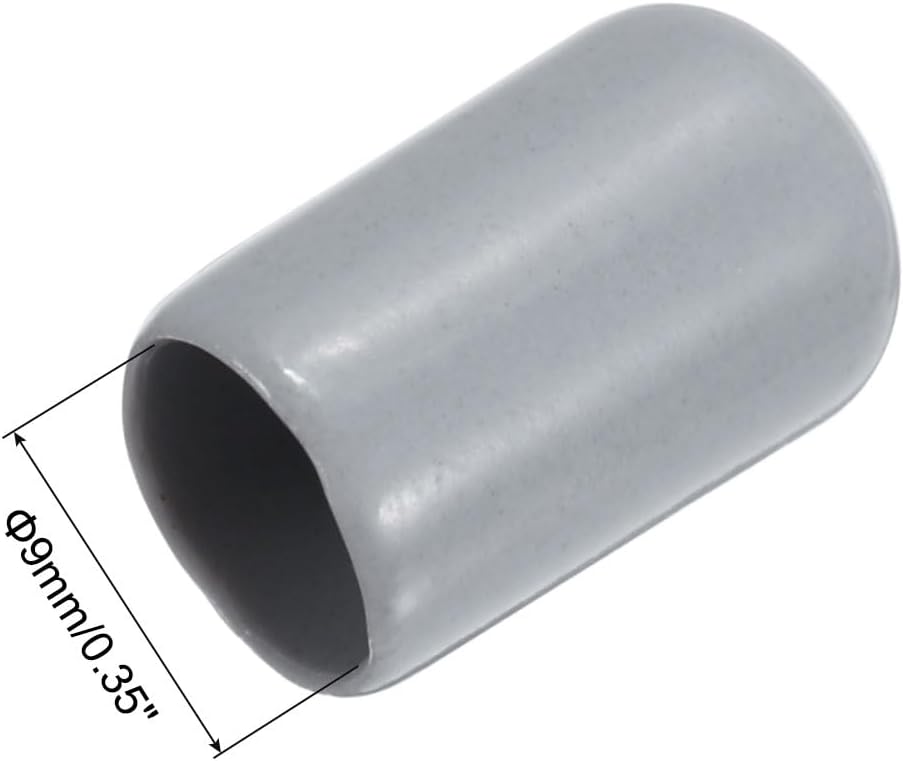 uxcell 20pcs Rubber End Caps 9mm ID Vinyl PVC Round Tube Bolt Cap Cover Screw Thread Protectors Grey