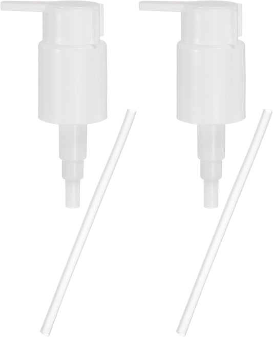 uxcell 2 Pcs Soap Dispenser Pump Heads, Hand Soap Dispensers Top Pumps Replacement Clip-on Pumphead for Standard 24/410 Neck Size Bathroom Lotion Shampoo Bottle, White