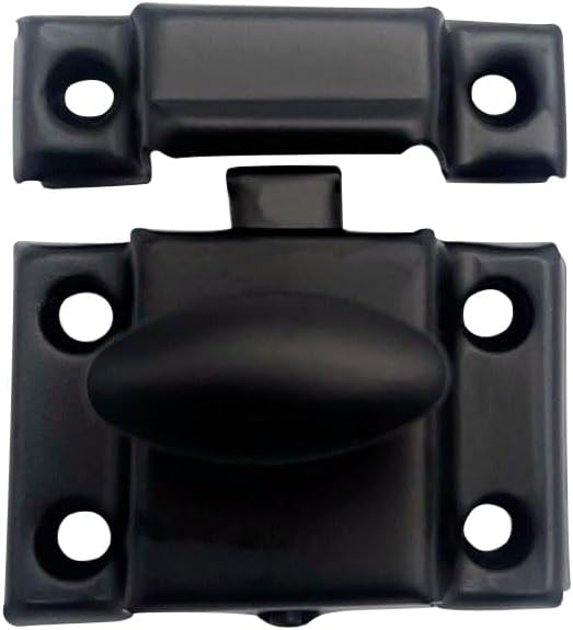QCAA Oval Turn Cabinet Latch, for Cupboard & Other Furniture, Small, Matte Black, 1 Pack, Made in Taiwan