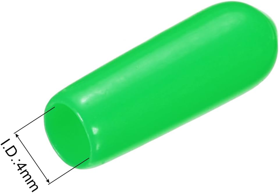 uxcell 20pcs Rubber End Caps 4mm ID Vinyl PVC Round Tube Bolt Cap Cover Screw Thread Protectors Green