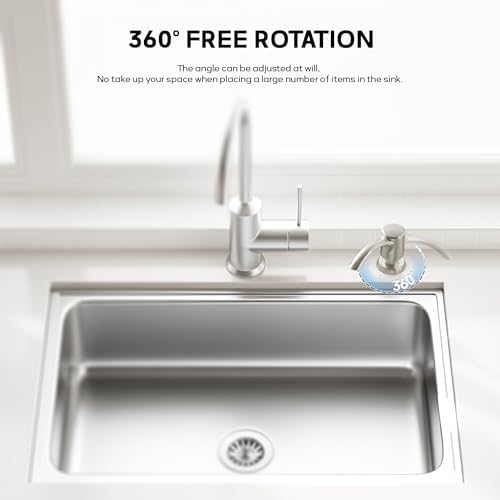 SAMODRA Built in Kitchen Sink Soap Dispenser (Brushed Nickel) with 12 oz Large PET Lotion Bottle, Refill from Top