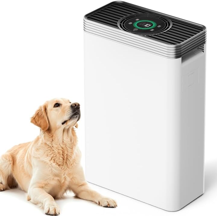 VUSIGN Air Purifier for Home Dorm Room up to 1110 ft², CADR 143 CFM, H13 HEPA Filter, Smart App Control, Auto Air Quality Sensor Display, Quiet Sleep Mode, for Pets Hair, Dust, Smoke, Odor