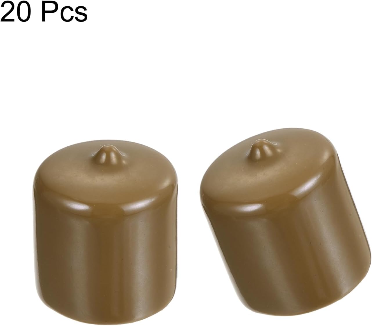 uxcell 20pcs Rubber End Caps 25mm(1 Inch) ID Vinyl PVC Round Tube Bolt Cap Cover Screw Thread Protectors Light Brown