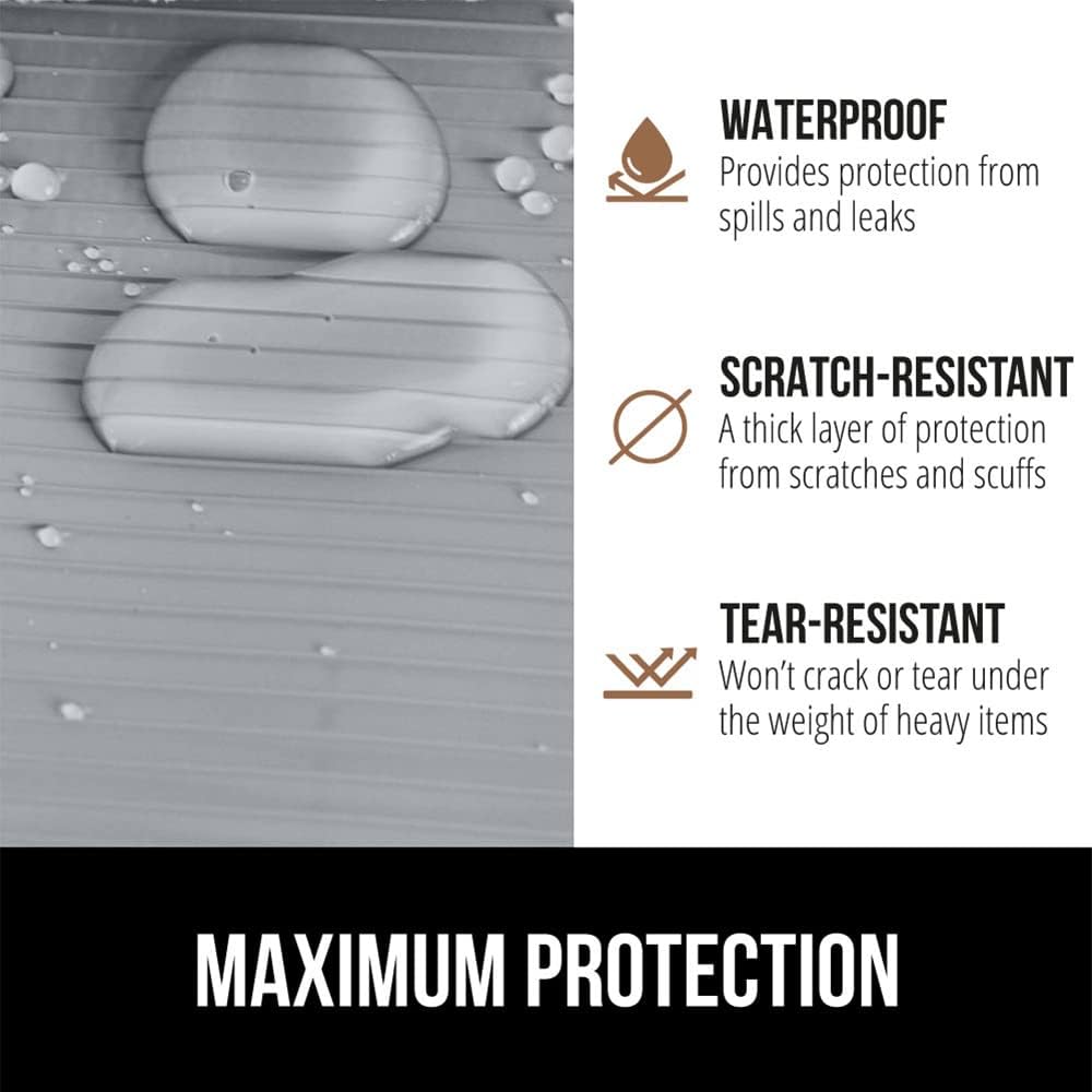 GORILLA GRIP DuraGuard Shelf Liner, Non-Adhesive Cabinet Liners for Kitchen Drawers, Shelves, Refrigerator, Pantry Storage, Bathroom Closet, Durable Waterproof BPA Free Ribbed Plastic, 17.5x10 Gray