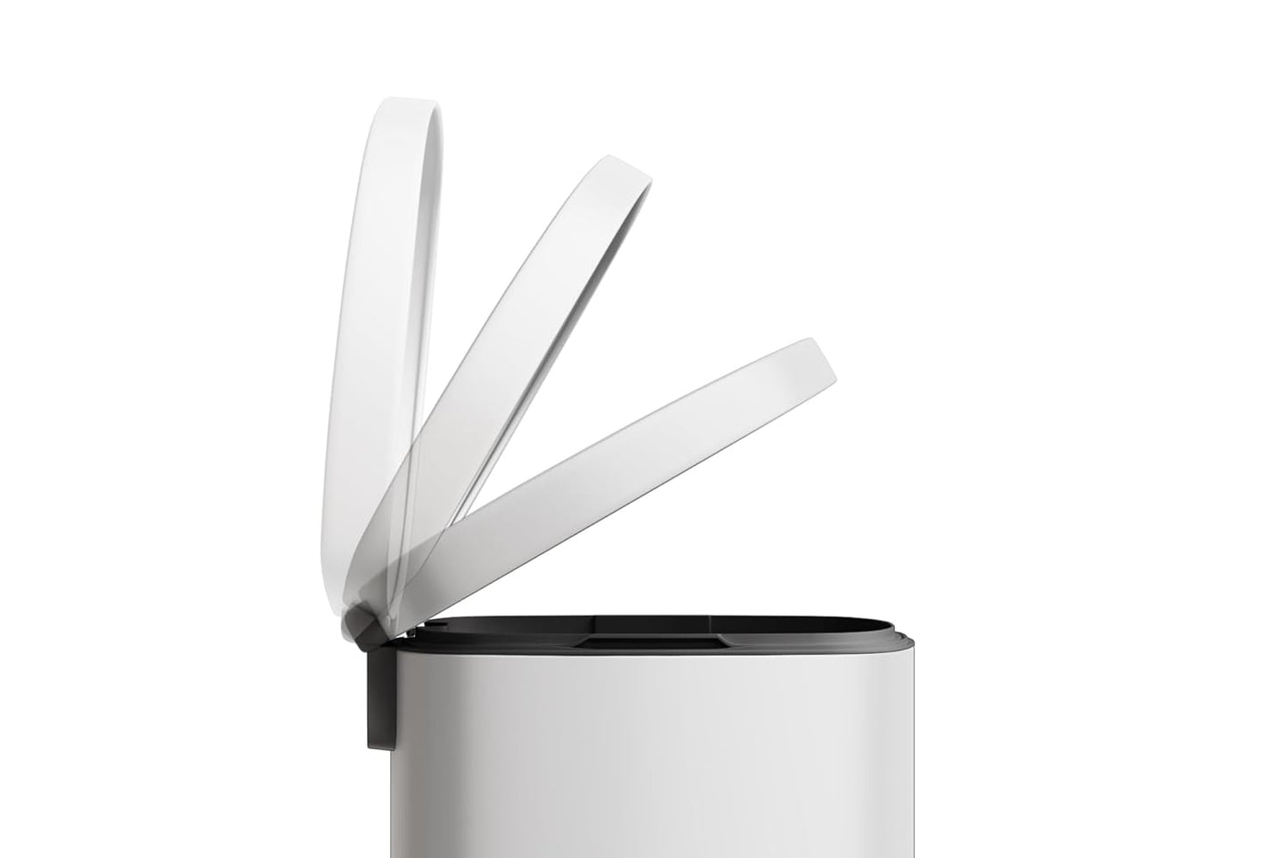 Garvee 13 Gallon / 50 Liter Metal Kitchen Trash Can with Lid, Large Rustproof Garbage Can for Kitchen, Step-on Trash Bin with Inner Bucket, Rear Handle, Soft Close Lid, White