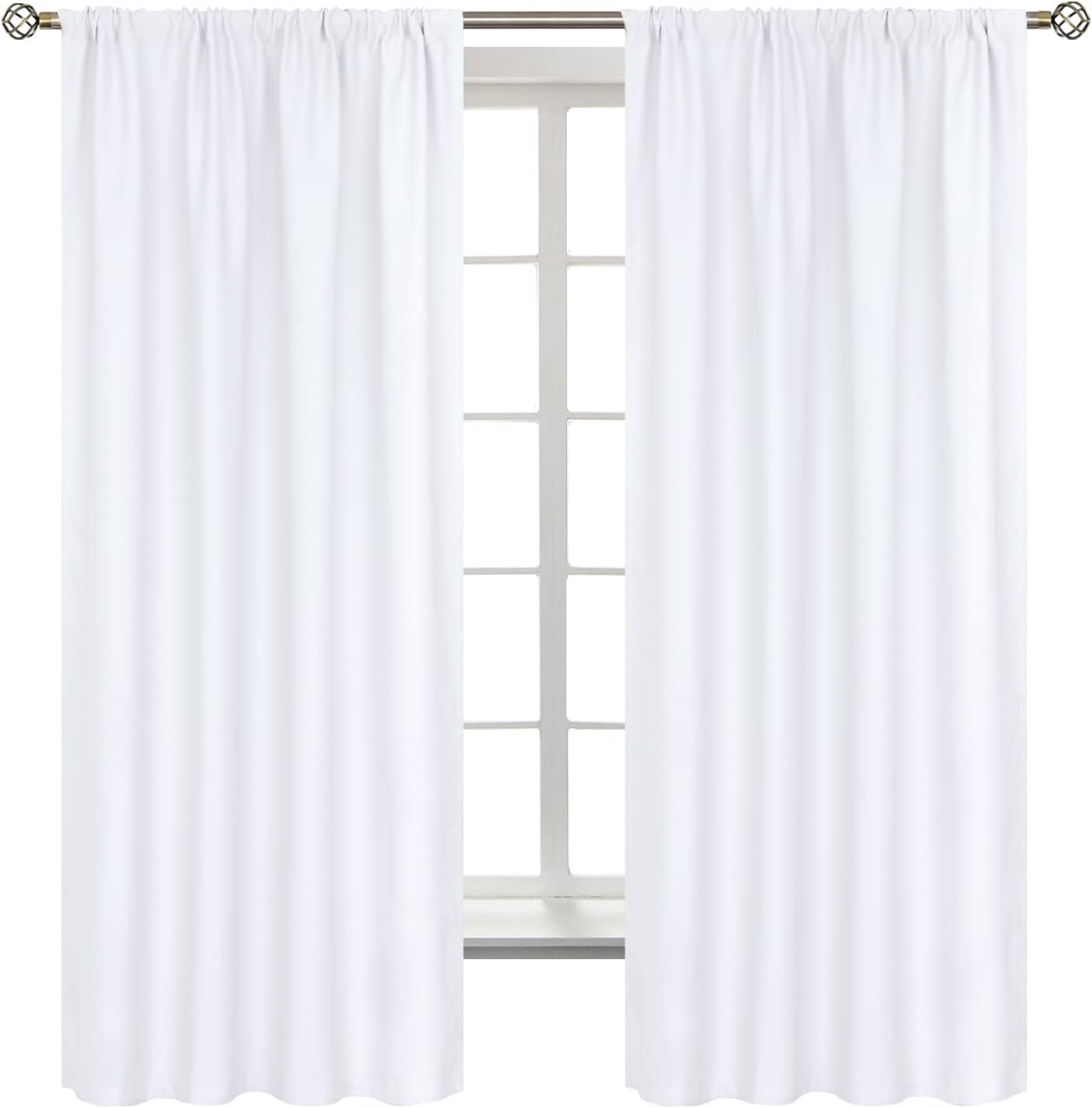 BGment White Curtains 63 Inch Length for Living Room - Rod Pocket Drapes Privacy for Bedroom Dining, 42 x 63 Inch, 2 Panels
