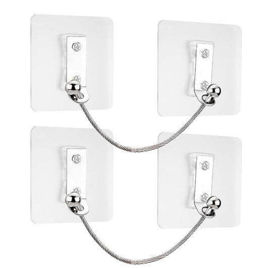 Furniture Anchors 2 Pairs No Drill Heavy Duty Anchors Fridge Lock Adjustable Self-Adhesive Safety Anti Tip Straps for Baby Proofing 220lbs Tension Earthquake Resistant Metal Straps Prevent Falling