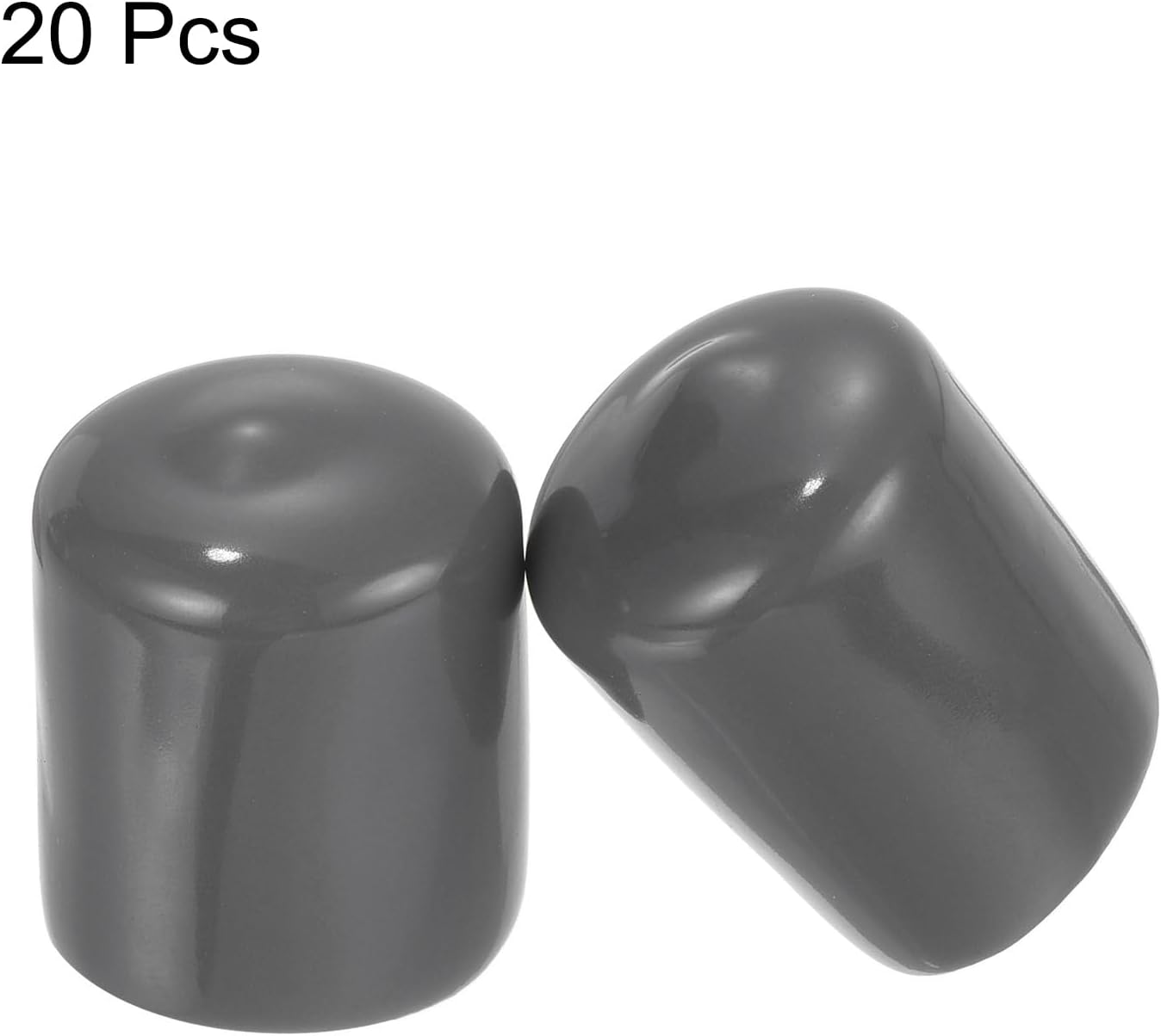 uxcell 20pcs Rubber End Caps 22mm ID Vinyl PVC Round Tube Bolt Cap Cover Screw Thread Protectors Dark Grey
