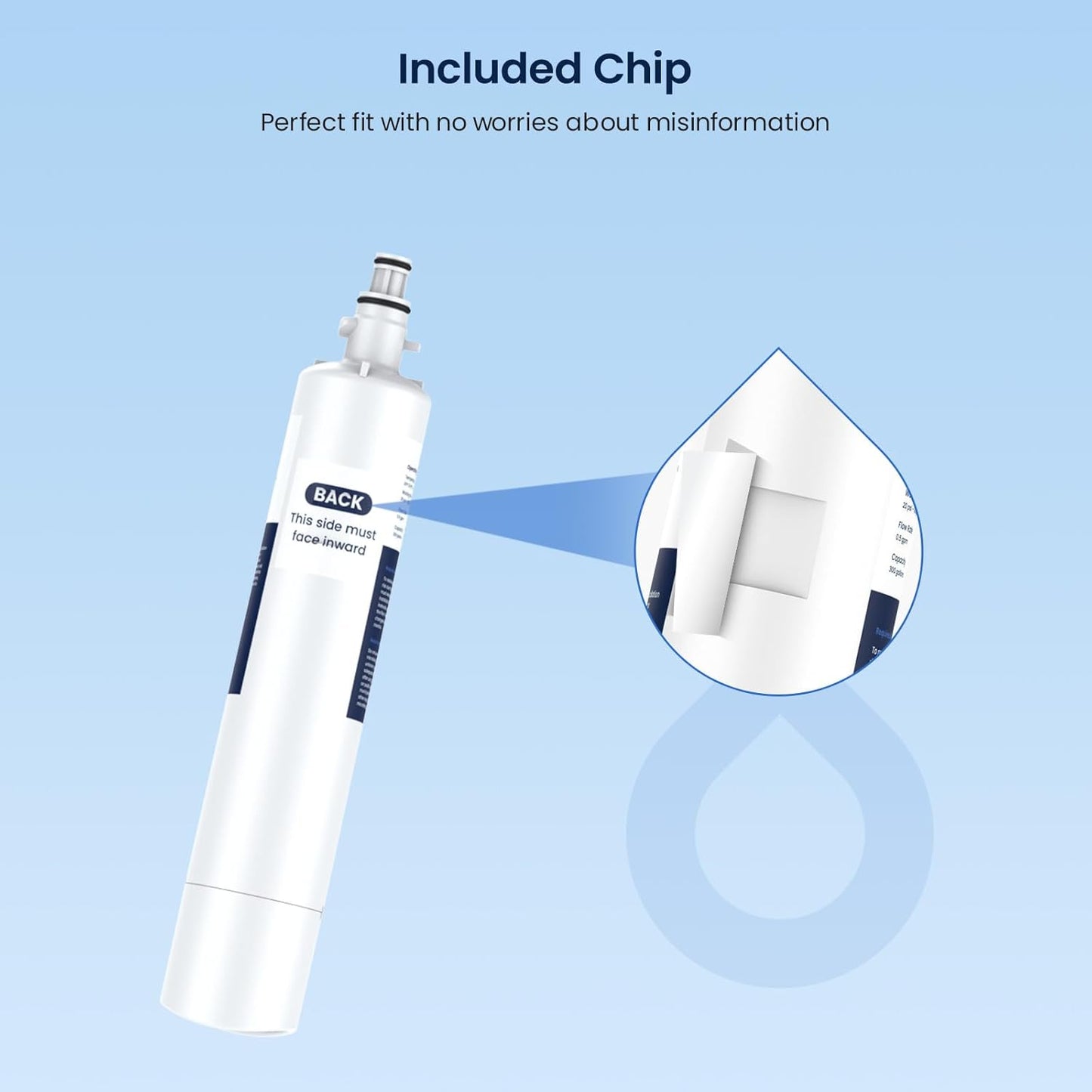 GLACIER FRESH Replacement for RPWFE, RPWF (Built-in CHIP) Refrigerator Water Filter, Compatible with GFE28GYNFS, GFE28GELDS, PFE28KELDS, PFE28KYNFS, GFD28GELDS, PWE23KELDS, PWE23KMKES, 2 Pack