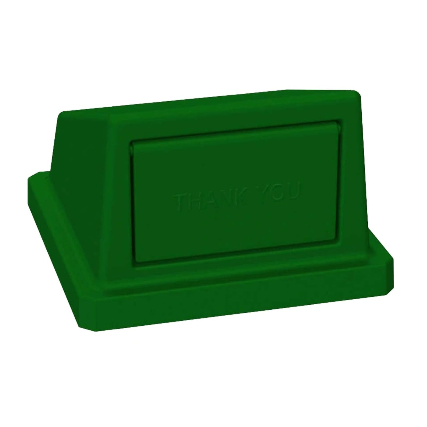 32 Gallon Square Slatted 100% Recycled Plastic Heavy-Duty Commercial Outdoor or Indoor Trash Can with Push Top Lid | Great for Schools and Businesses - Green