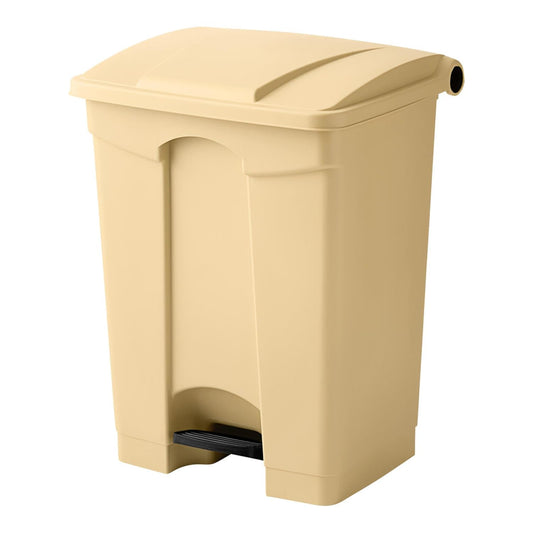 PRO&Family Step-On Trash Can with Lid, Plastic Waste Bin, Foot Pedal Operation (Biege, 18 Gallon)