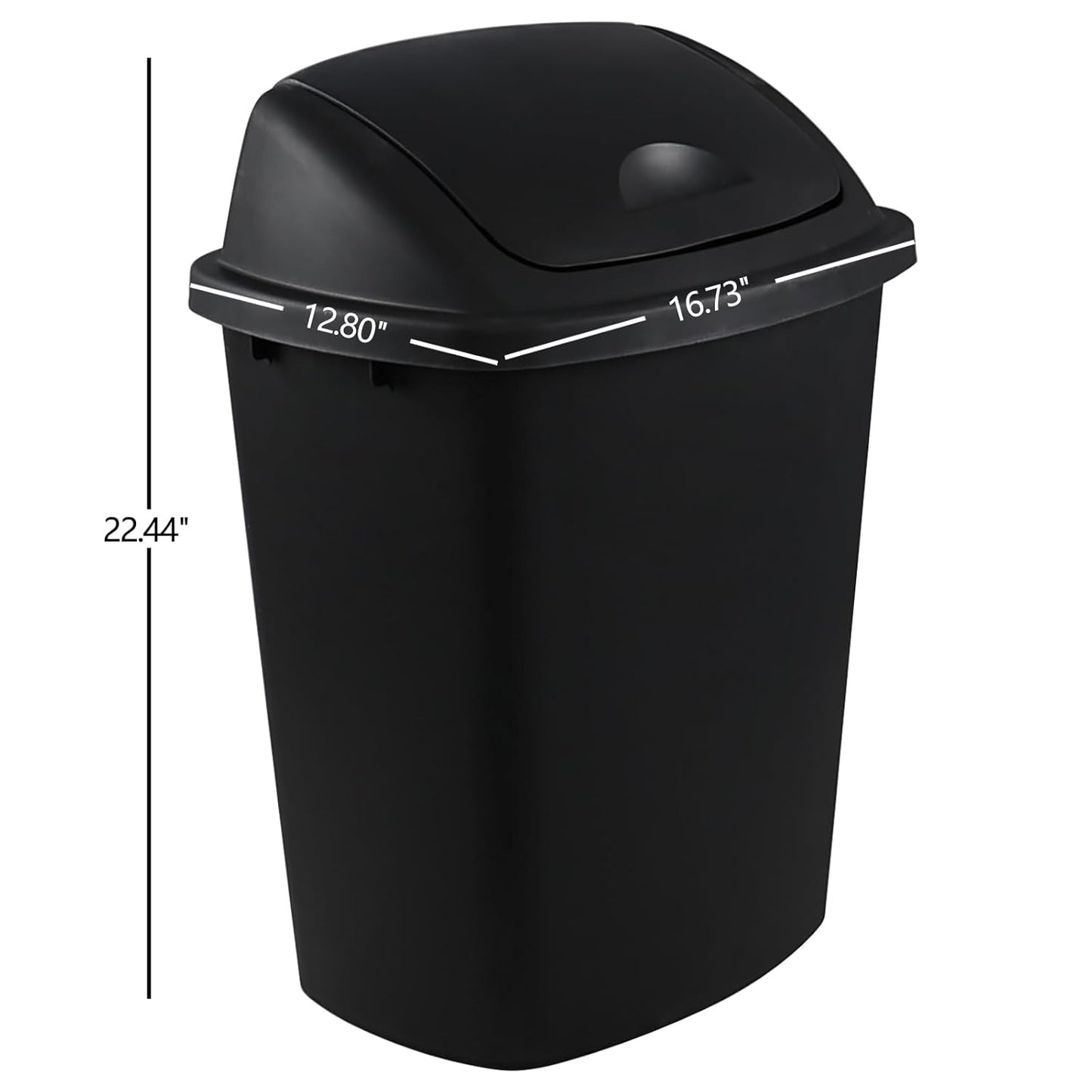 Bringer 10 Gallon Tall Kitchen Trash Can, Set of 4 Black Plastic Garbage Can with Swing Lid