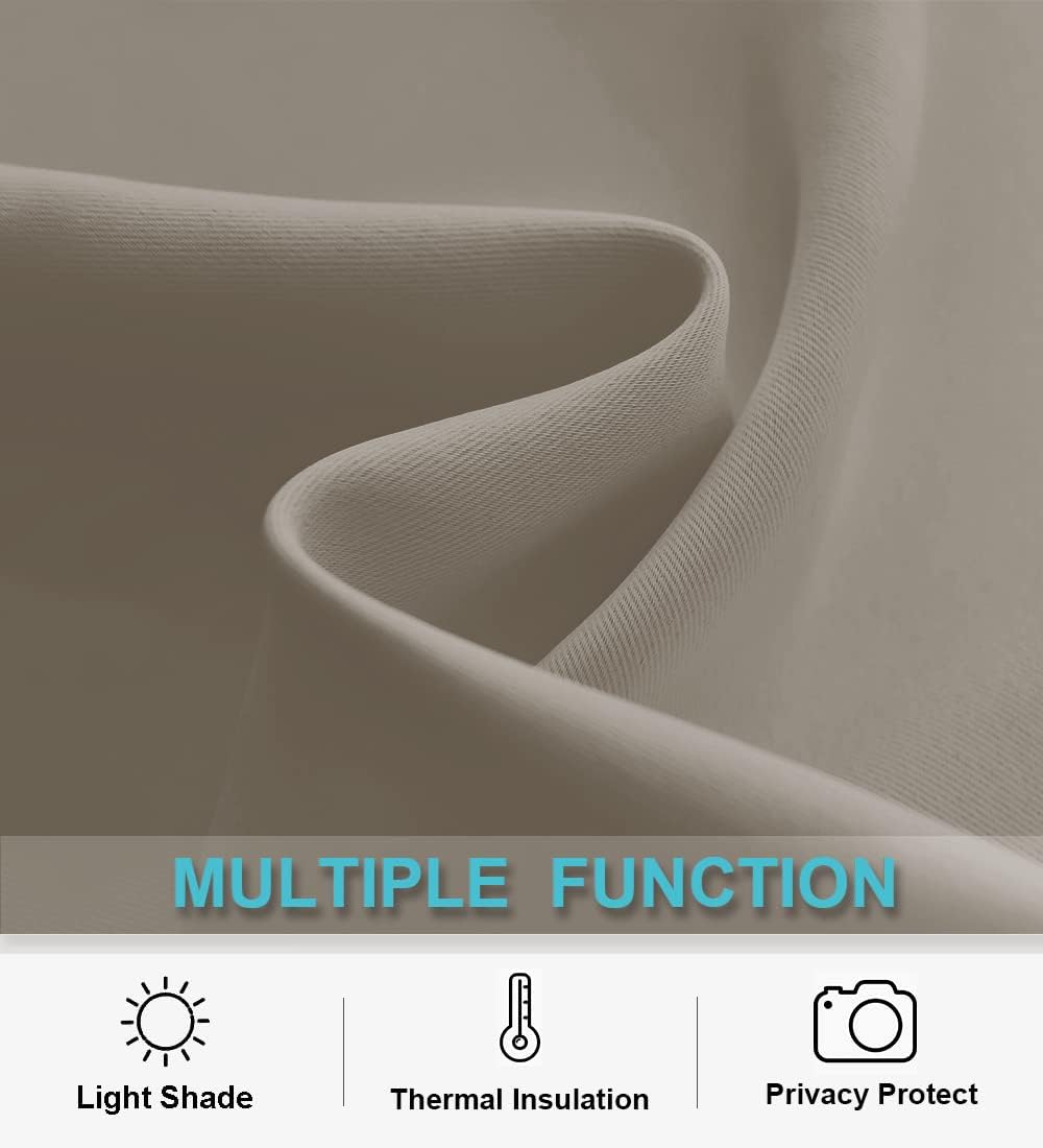 RYB HOME Room Darkening Curtains for Bedroom, Thick Durable Privacy Window Shades, Rod Pocket Thermal Insulated Backdrop for Teenagers Bedroom Dorm, W 42 x L 63 inches, 2 Panels, Sand