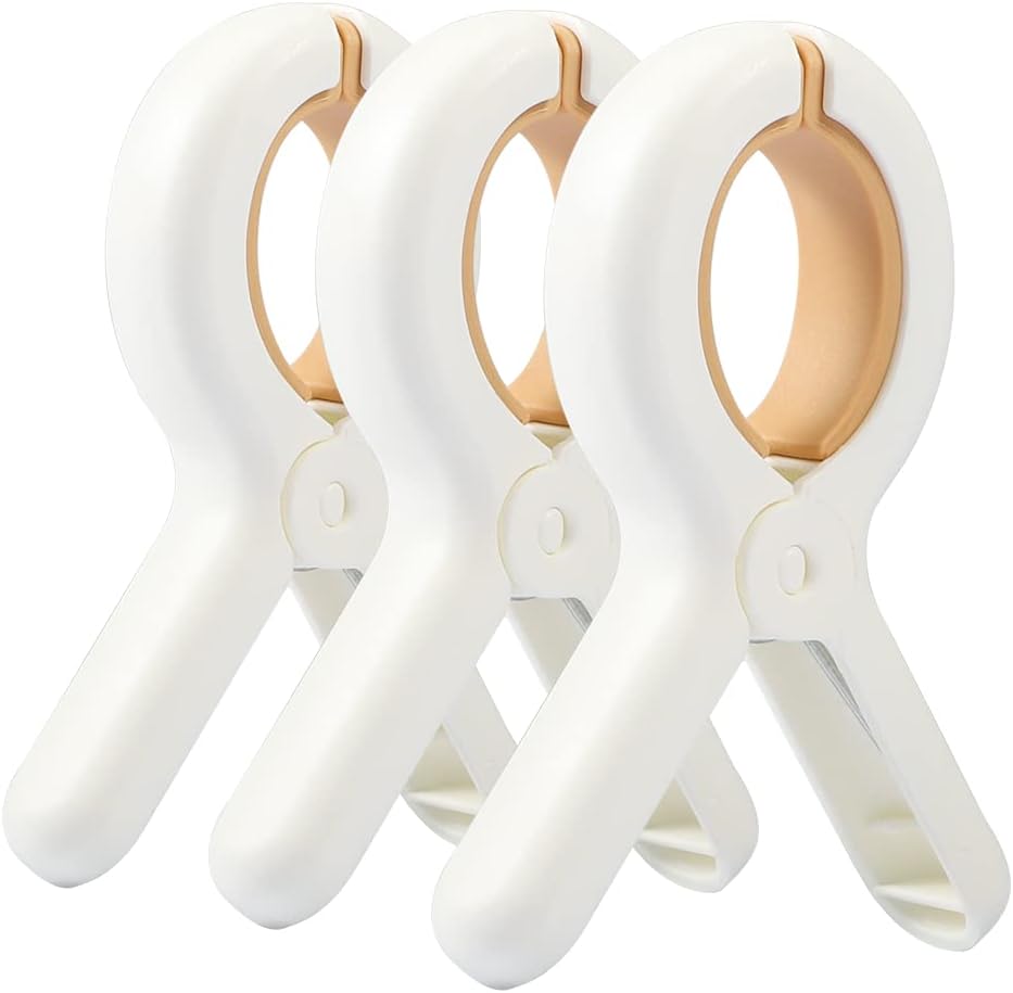 Beach Towel Clip, 3 PCS Cloth Pins, Quilt Drying Clip, Plastic Clothespins, Strong Grip Holder to Dry Laundry on Clothesline and Hanging Rack(Small)