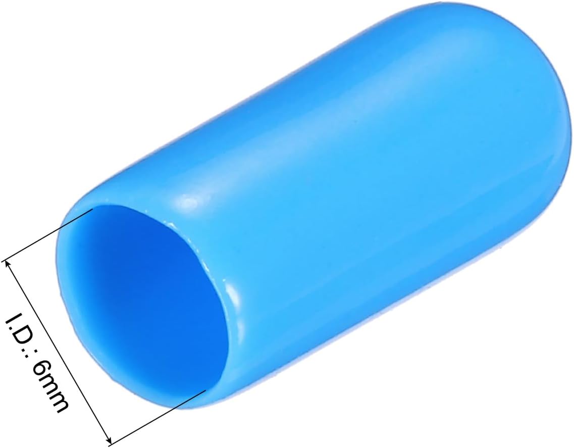 uxcell 20pcs Rubber End Caps 6mm(1/4") ID Vinyl PVC Round Tube Bolt Cap Cover Screw Thread Protectors,Light Blue