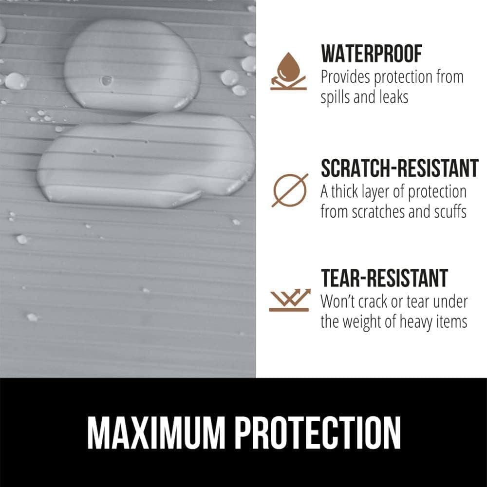 GORILLA GRIP DuraGuard Shelf Liner, Non-Adhesive Cabinet Liners for Kitchen Drawers, Shelves, Refrigerator, Pantry Storage, Bathroom Closet, Durable Waterproof BPA Free Ribbed Plastic, 20x10 Lt Gray