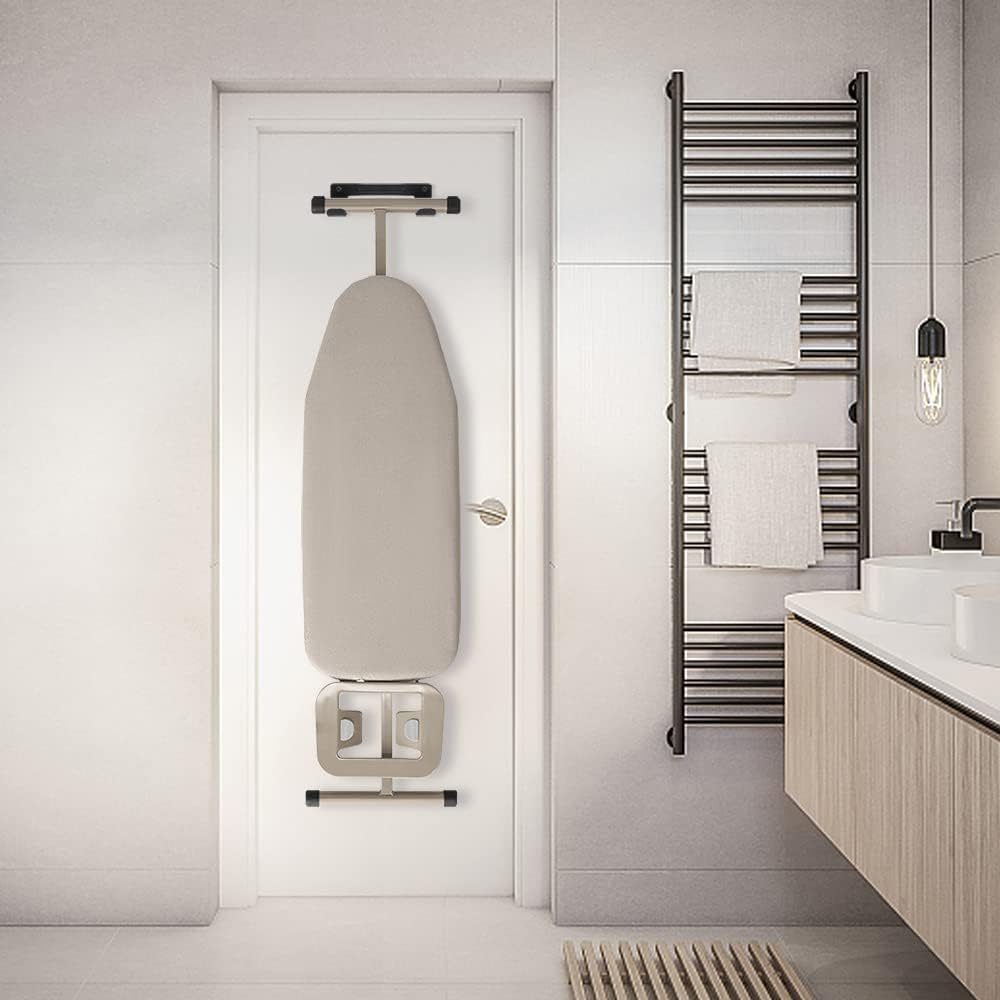 Ironing Board Hanger Wall Mount Ironing Board Holder Organizer Wall Rack for Laundry Rooms Storage Rack Hanging Shelf Hanger (Black-2 PCS)