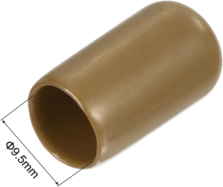 uxcell 20pcs Rubber End Caps 9.5mm(3/8") ID Vinyl PVC Round Tube Bolt Cap Cover Screw Thread Protectors Light Brown