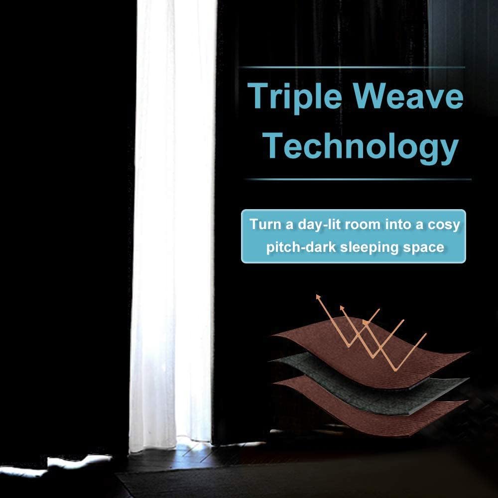 RYB HOME Blackout Curtains for Kitchen, Small Window Curtains Blinds, Thermal Insulating Drapes for Bathroom Cafe Bedroom Small Window, W 29 x L 45 inch, Chocolate Brown, 2 Panels