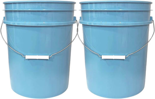 House Naturals 5 Gallon Premium HPDE Plastic Bucket - Made in USA Food Grade Storage Container, BPA Free All Purpose Pail (2, Light Blue)