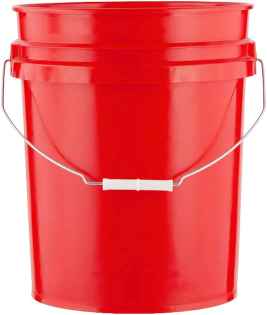 House Naturals 5 Gallon Premium HPDE Plastic Bucket - Made in USA Food Grade Storage Container, BPA Free All Purpose Pail (1, Red)