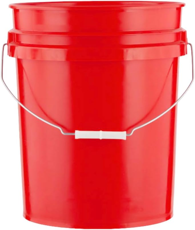 House Naturals 5 Gallon Premium HPDE Plastic Bucket - Made in USA Food Grade Storage Container, BPA Free All Purpose Pail (2, Red)