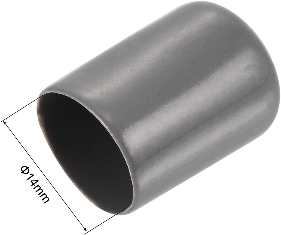 uxcell 20pcs Rubber End Caps 14mm ID Vinyl PVC Round Tube Bolt Cap Cover Screw Thread Protectors Dark Grey