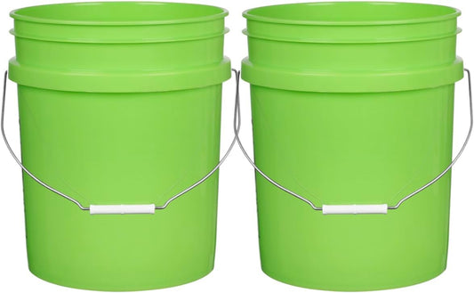 House Naturals 5 Gallon Premium HPDE Plastic Bucket - Made in USA Food Grade Storage Container, BPA Free All Purpose Pail (2, Lime)