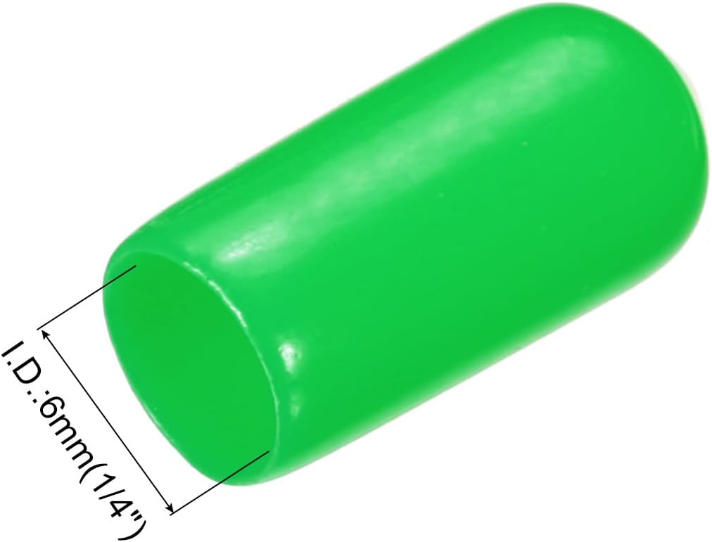 uxcell 20pcs Rubber End Caps 6mm(1/4") ID Vinyl PVC Round Tube Bolt Cap Cover Screw Thread Protectors Green