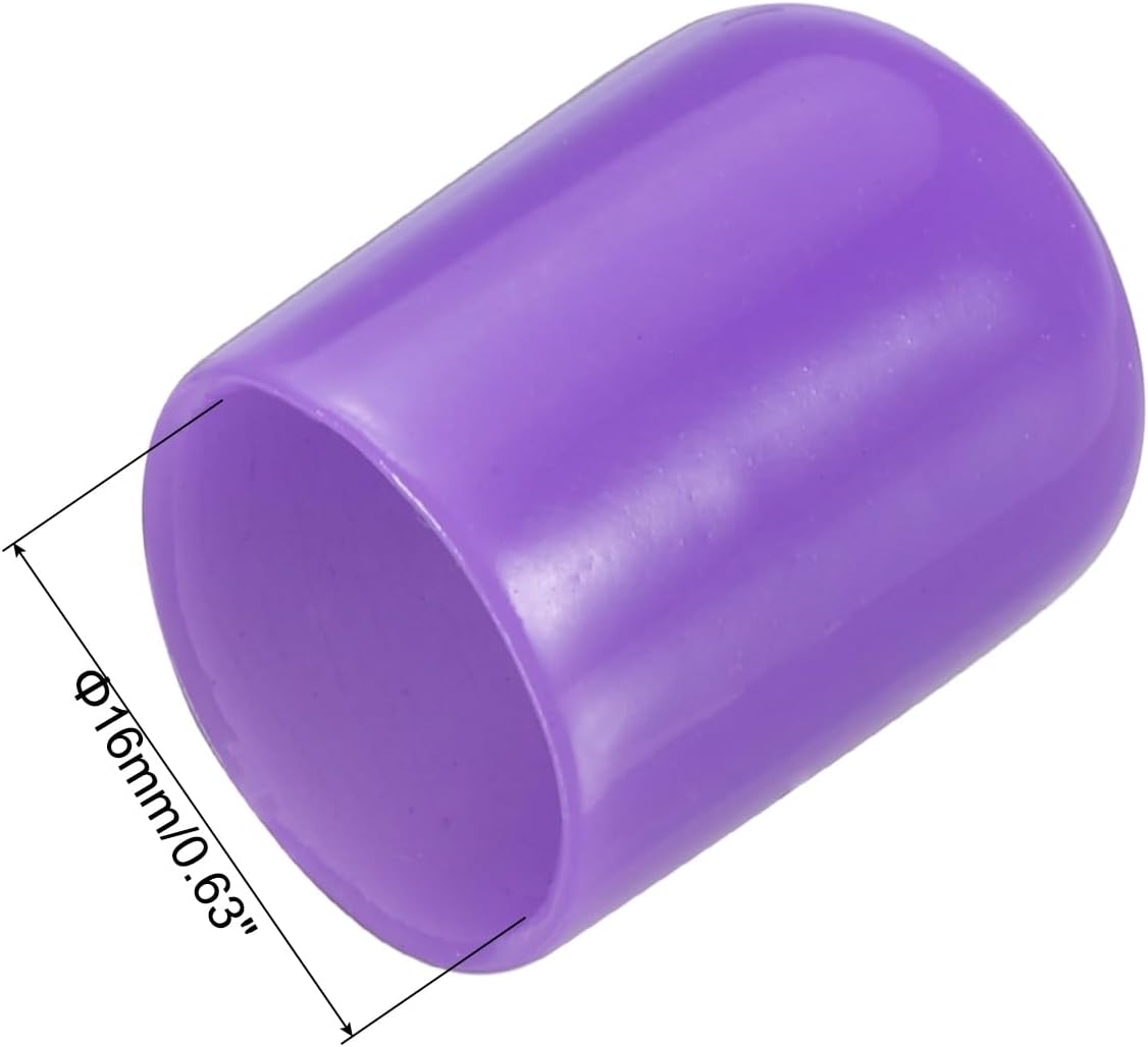 uxcell 20pcs Rubber End Caps 16mm(5/8") ID Vinyl PVC Round Tube Bolt Cap Cover Screw Thread Protectors,Purple