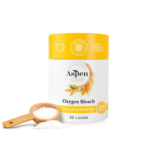 AspenClean Oxygen Whitener & Color Safe Stain Remover | Unscented | Hypoallergenic Bleach Alternative | EWG Verified | Non-Toxic | 45 Loads