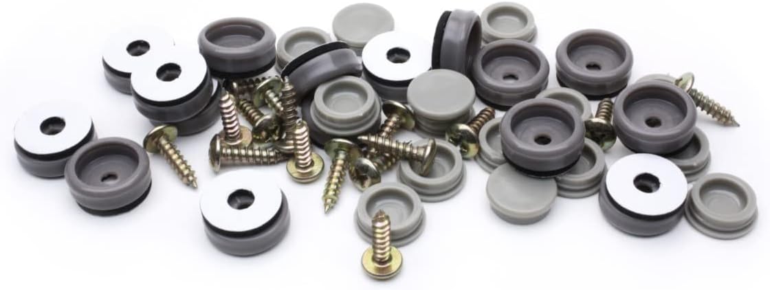 GorillaGlides CB193 3/4 Inch Chair Glides/Furniture Feet Floor Protectors (Set of 16 Sliders) Self-Adhesive Screw-On Glides for Sliding on Hard Surface Flooring and Low-Pile Carpet, Round