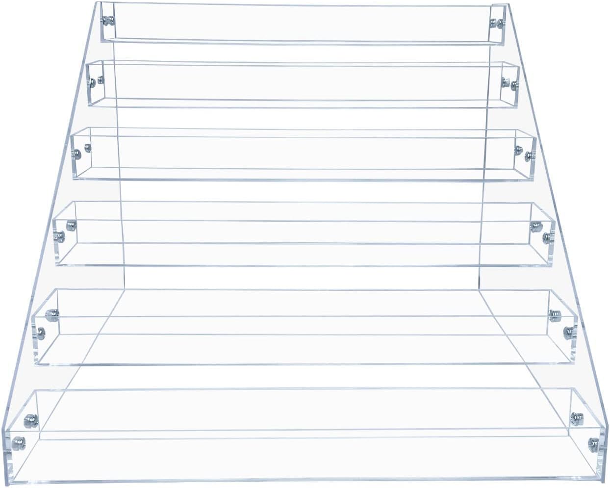 PMMASTO Tiered Spice Rack, Seasoning Organizer, Clear Acrylic Vertical Shelves Can Organizer for Countertop, Cabinet, Pantry, Kitchen Organization and Storage - 6 Tier