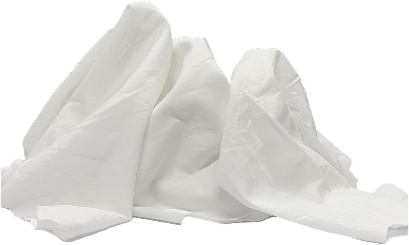 Recycled White Sheeting Cleaning Rags (25 lbs. Box) – Lint Free White Cotton Cloths for Manufacturing | Automotive | Janitorial | Shop Rags Bulk - Multipurpose