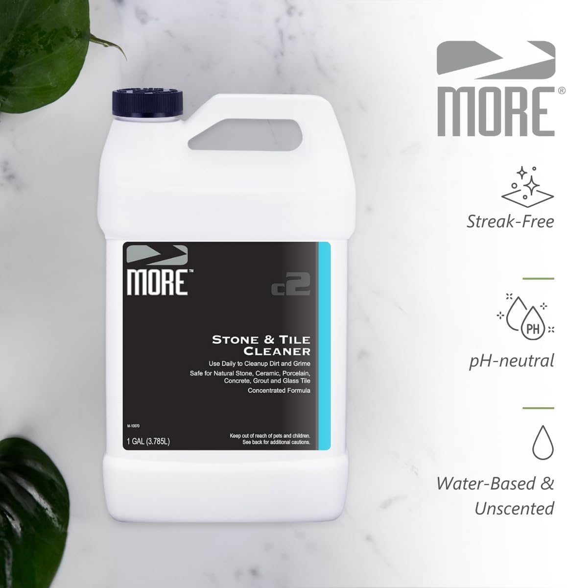MORE - Stone & Tile Cleaner - Grout & Floor Cleaner for Natural Stone, Marble, Concrete, Ceramic, & Porcelain - Water-Based Grout Cleaner for Tile Floors - Concentrated Formula - pH Neutral - 128oz