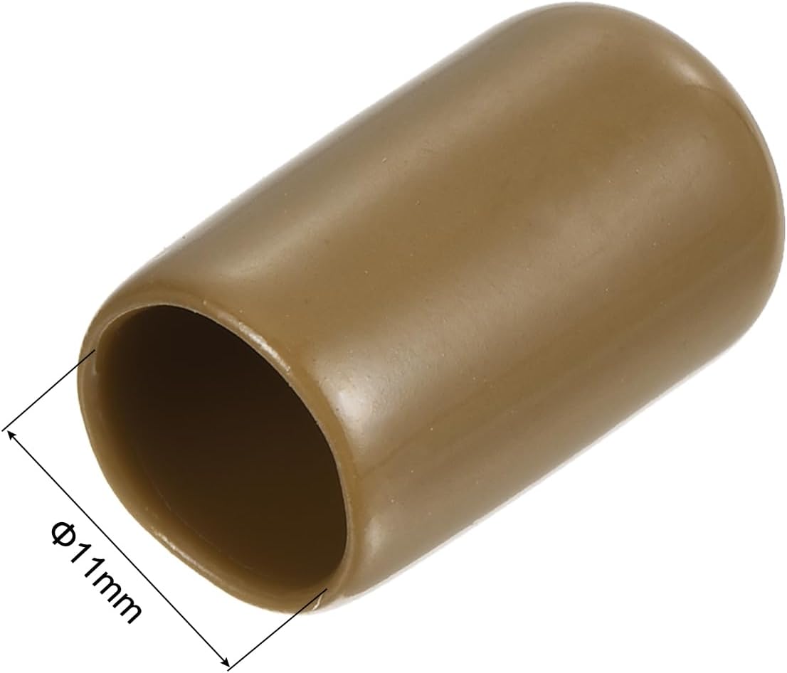 uxcell 20pcs Rubber End Caps 11mm ID Vinyl PVC Round Tube Bolt Cap Cover Screw Thread Protectors Light Brown
