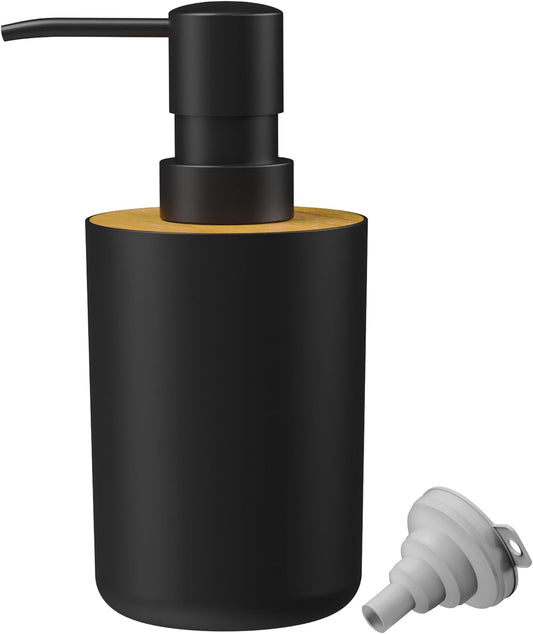 Soap Dispenser for Bathroom and Kitchen, 12oz Modern Minimalist Style Plastic matte black Empty Lotion Dispenser with Refillable Pump,Liquid Bottle for Hand Soap, Dish Soap,College Dorm Use