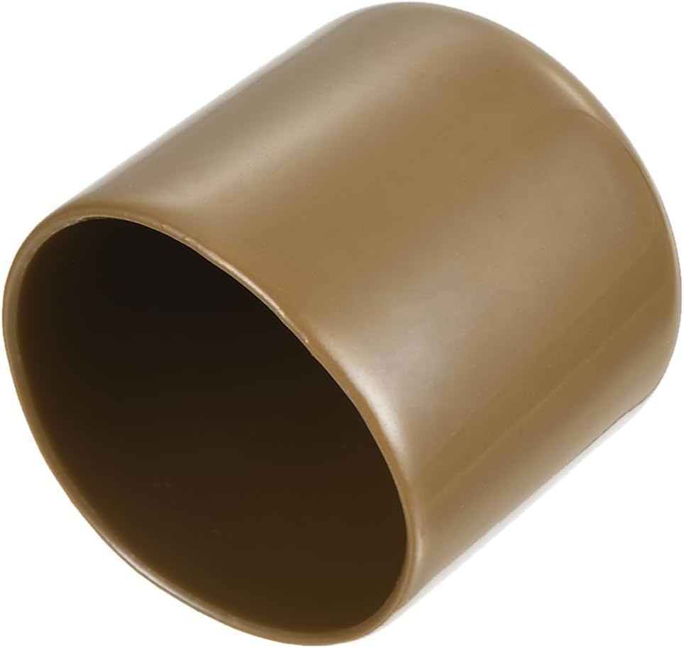 uxcell 20pcs Rubber End Caps 31mm(1 1/4") ID Vinyl PVC Round Tube Bolt Cap Cover Screw Thread Protectors Light Brown