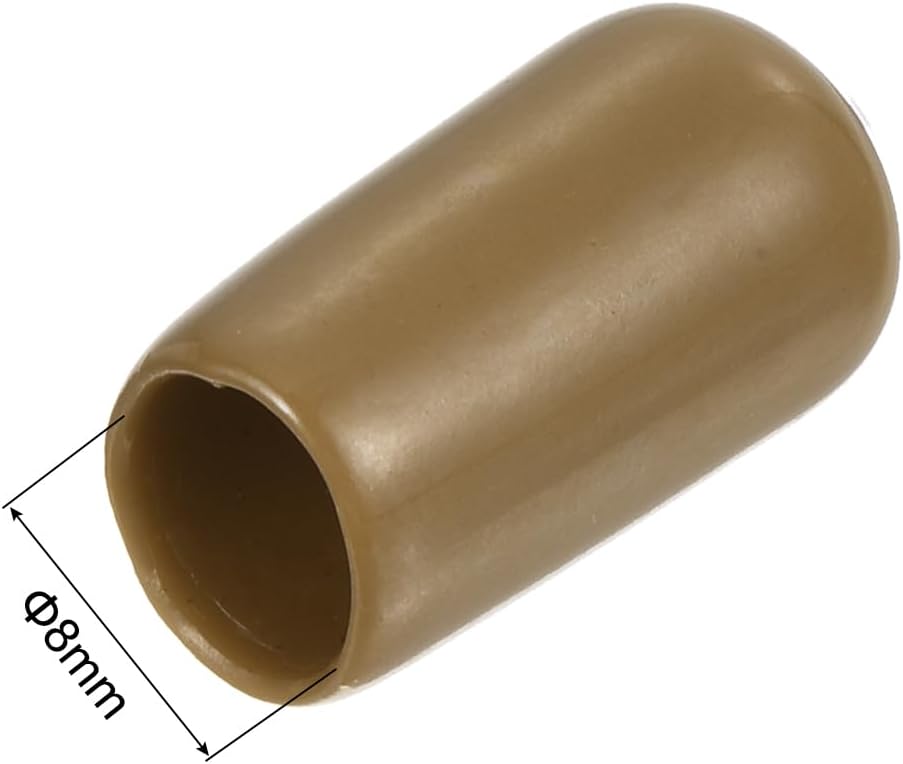 uxcell 20pcs Rubber End Caps 8mm(5/16") ID Vinyl PVC Round Tube Bolt Cap Cover Screw Thread Protectors Light Brown
