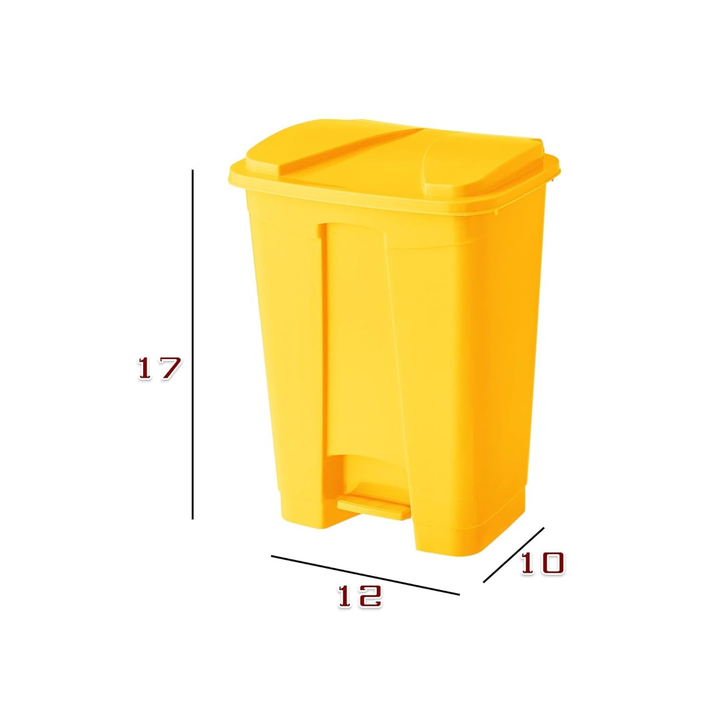 PRO&Family Step-On Trash Can with Lid, Plastic Waste Bin, Foot Pedal Operation (Yellow, 4 Gallon)